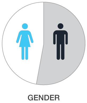 Pie chart showing gender ratio
