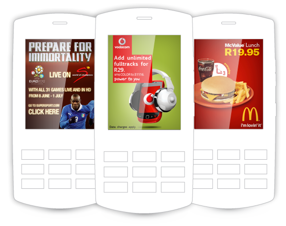 Sample ads for Immortality Live, Vodacom and McDonalds